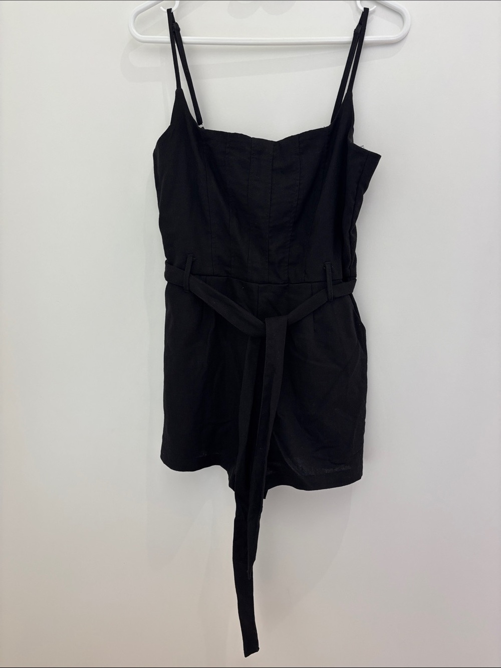 Forever 21 Black Belted Spaghetti-Strap Romper